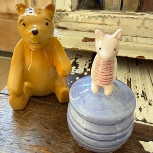 Treasure Craft Winnie the Pooh and Piglet Ceramic Salt and Pepper Shakers